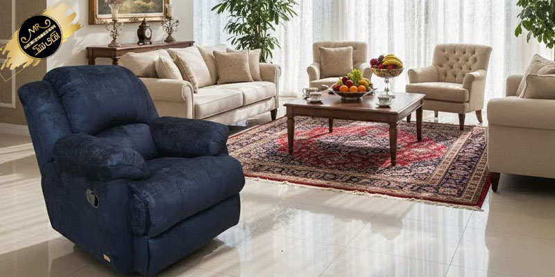 مبل ریلکسی در سالن پذیرایی و انواع مبل راحتی لوکس